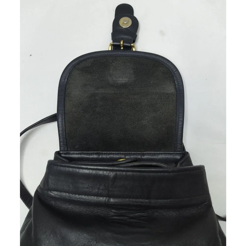 Coach Black Leather Buckle Flap Closure Top Handle Backpack -Vintage Made in USA